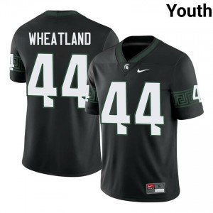 #44 Caleb Wheatland MSU Spartans Black Youth Jersey - Official University Stitched Football Uniform 71053999