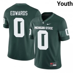 #0 Cam Edwards MSU Spartans Green Youth Jersey - Official University Stitch Football Uniform 87430830