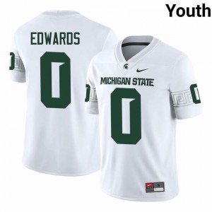 Cam Edwards Collection: MSU #0 White High School Embroidery Youth Football Jersey 29556105