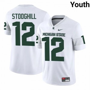 White Spartans #12 Cam Stodghill Youth Player Jersey - Heavy-Duty Embroidery Football Uniform 55397610