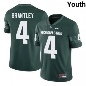 #4 Charles Brantley MSU Spartans Green Youth Jersey - Official University Stitch Football Uniform 87766127