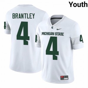 Charles Brantley Collection: MSU #4 White High School Embroidery Youth Football Jersey 69734729