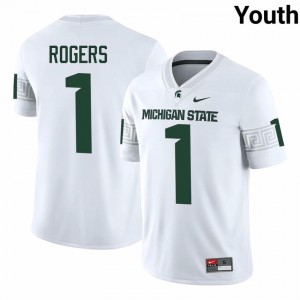 Authentic Charles Rogers Michigan State #1 White Jersey - Youth NCAA Football Elite Collection 52340910