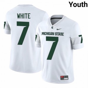 Cody White Collection: MSU #7 White High School Embroidery Youth Football Jersey 95002778