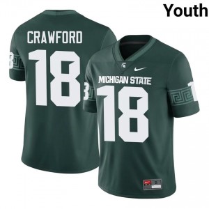 Dion Crawford Collection: MSU #18 Green High School Stitch Youth Football Jersey 85476187