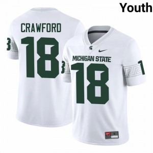 Dion Crawford #18 Michigan State Spartans White College Embroidery Jersey - Premium Youth Football Edition 54589650