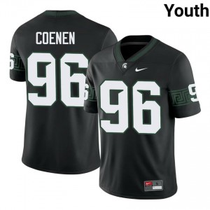 #96 Eli Coenen MSU Spartans Black Youth Jersey - Official University Stitched Football Uniform 14719095