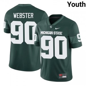 #90 George Webster MSU Spartans Green Youth Jersey - Official University Stitch Football Uniform 99223300