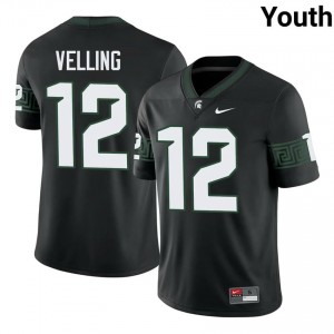Jack Velling #12 Michigan State Spartans Black College Stitched Jersey - Premium Youth Football Edition 75292493