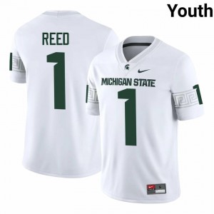 Authentic Jayden Reed Michigan State #1 White Jersey - Youth NCAA Football Elite Collection 12768181