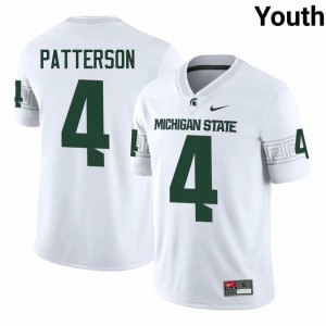 #4 Jaziun Patterson MSU Spartans White Youth Jersey - Official University Embroidery Football Uniform 80351423