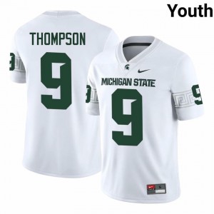 #9 Keahnist Thompson MSU Spartans White Youth Jersey - Official University Embroidery Football Uniform 41185085