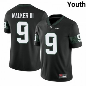 Authentic Kenneth Walker III Michigan State #9 Black Jersey - Youth NCAA Football Elite Collection 75838274