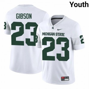 #23 Kirk Gibson MSU Spartans White Youth Jersey - Official University Embroidery Football Uniform 88819661