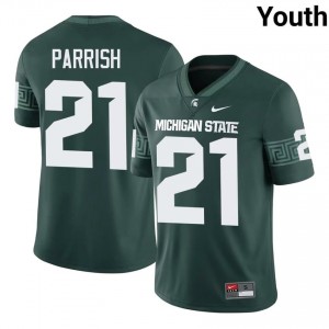 #21 Marvis Parrish MSU Spartans Green Youth Jersey - Official University Stitch Football Uniform 14379020