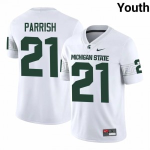 Marvis Parrish Collection: MSU #21 White High School Embroidery Youth Football Jersey 94668578
