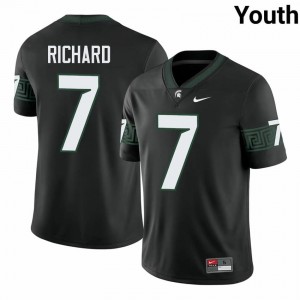Authentic Michael Richard Michigan State #7 Black Jersey - Youth NCAA Football Elite Collection 76058009