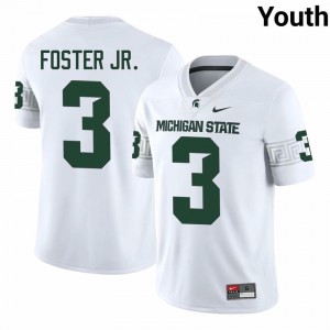 #3 Montorie Foster Jr. MSU Spartans White Youth Jersey - Official University Embroidery Football Uniform 56544784