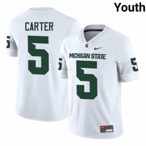 Authentic Nate Carter Michigan State #5 White Jersey - Youth NCAA Football Elite Collection 38156183
