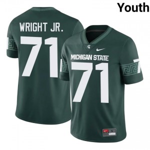 #71 Robert Wright Jr. MSU Spartans Green Youth Jersey - Official University Stitch Football Uniform 51725689