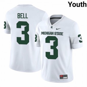 Tre Bell #3 Michigan State Spartans White College Embroidery Jersey - Premium Youth Football Edition 68249234